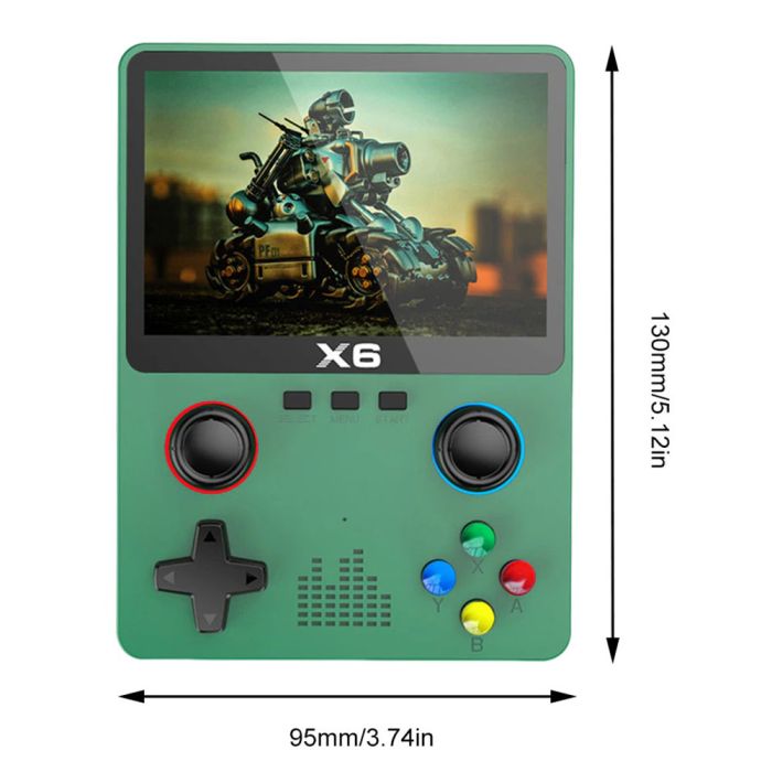 Портативная игровая приставка X6 10000 игр / 3.5'' IPS, 640x480 / AV выход / консоль, ретро / 2000 mAh Green