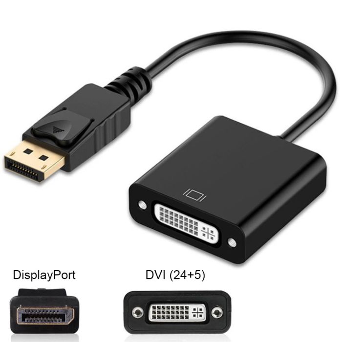 Переходник адаптер XP-354 Display Port (папа) на DVI (мама) 1080P 20см Черный