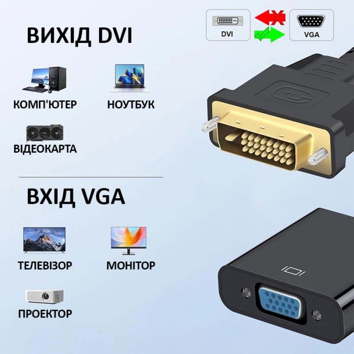 Переходник адаптер XP-355 DVI (папа) на VGA (мама)