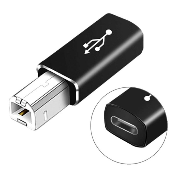 Перехідник адаптер USB Type-C на USB-B 2.0 для принтера, сканера, синтезатора / чорний