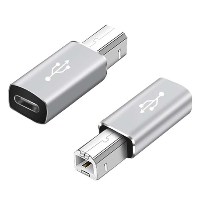 Перехідник адаптер USB Type-C на USB-B 2.0 для принтера, сканера, синтезатора / сірий
