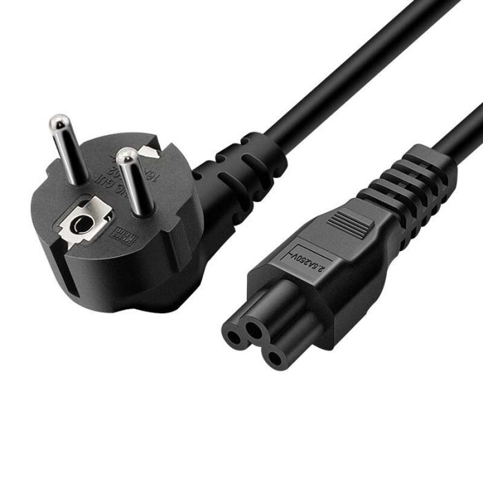 Кабель живлення Schuko PC-186 CEE 7/7 - IEC C5 для ноутбука / 0.75мм / 1.5м