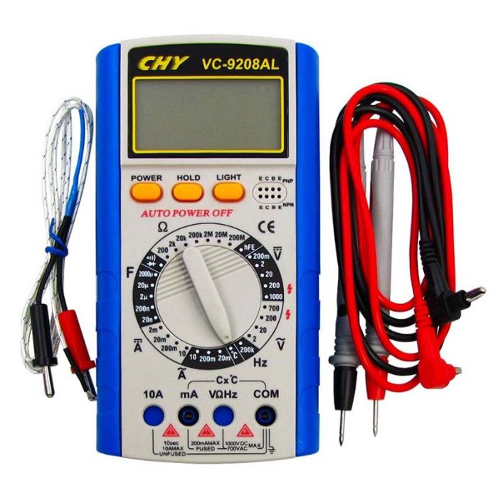 Мультиметр цифровой VC-9208AL, звуковая прозвонка, подсветка, Hold (ток до 10A)