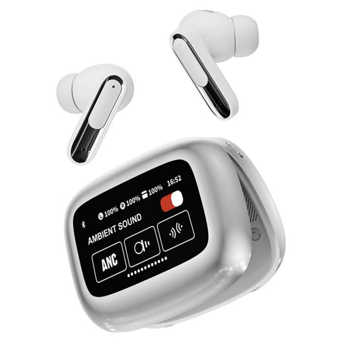 Наушники беспроводные LIVE BEAM 3 TWS с LED дисплеем, Bluetooth 5.4, ANC + ENC, 380mAh, IP55 White