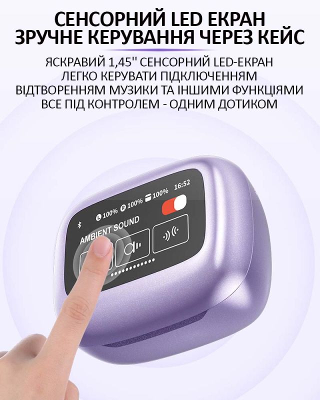 Наушники беспроводные LIVE BEAM 3 TWS с LED дисплеем, Bluetooth 5.4, ANC + ENC, 380mAh, IP55 Blue