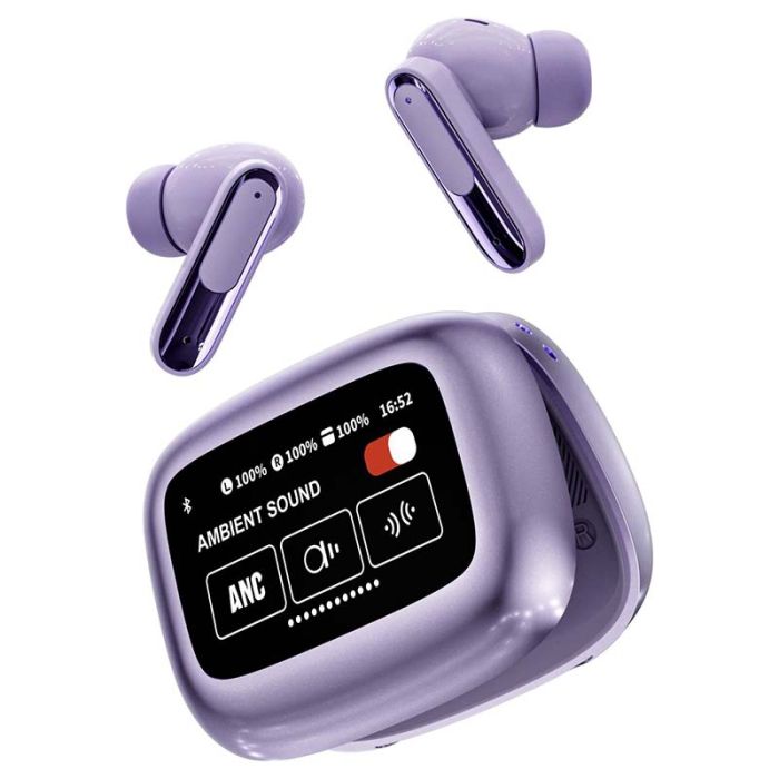 Наушники беспроводные LIVE BEAM 3 TWS с LED дисплеем, Bluetooth 5.4, ANC + ENC, 380mAh, IP55 Purple