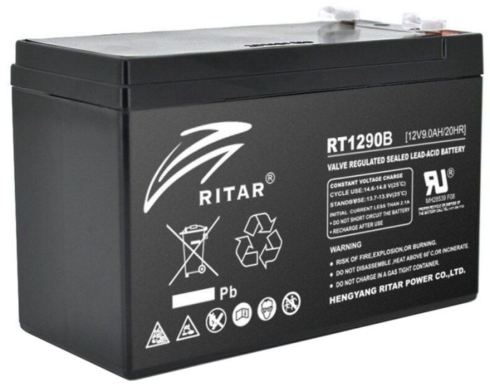 Акумуляторна батарея AGM RITAR RT1290B, Black Case, 12V 9.0Ah