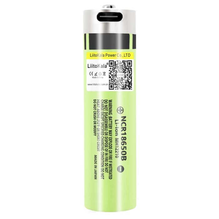 Аккумулятор LiitoKala 34B-USB 18650 / NCR18650B / Type-C / Защита / 3A / 3400mah / Original