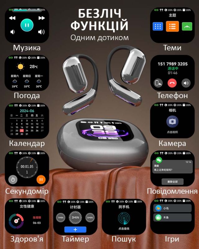 Наушники беспроводные Q16 Pro TWS Earbuds с LED дисплеем, Bluetooth 5.4, ENC, 500mAh White