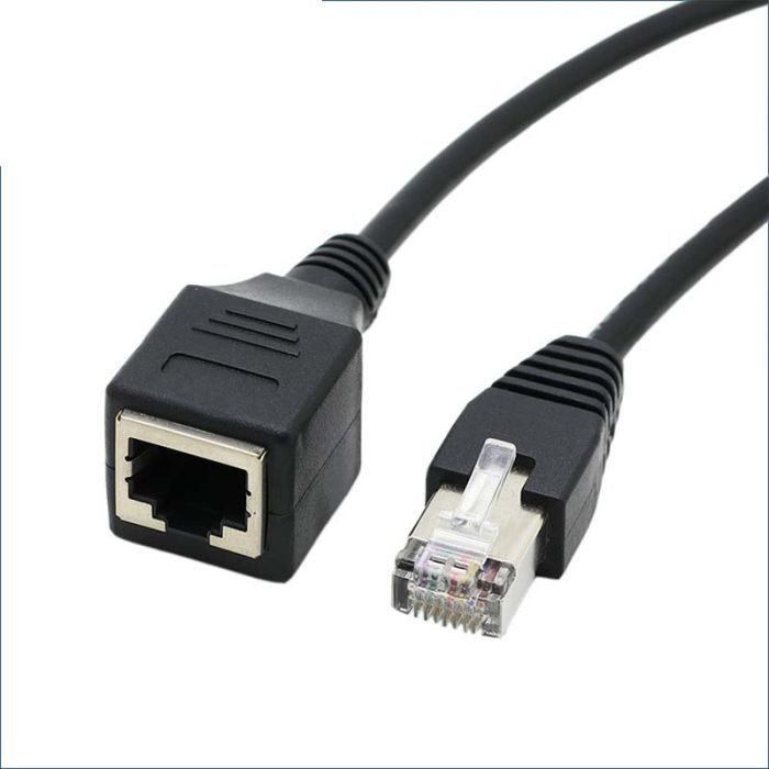 Удлинитель сетевого кабеля RJ45 Ethernet (папа-мама) экранированный Черный 1м