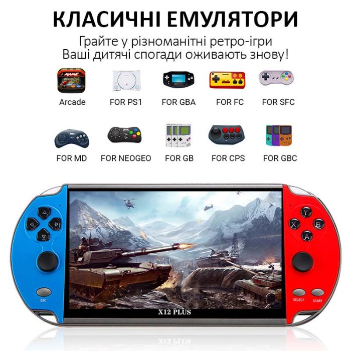 Портативная игровая приставка X12 Plus / 7'' / 16Gb / 10000+ ретро игры / подключение к TV / 2500mAh