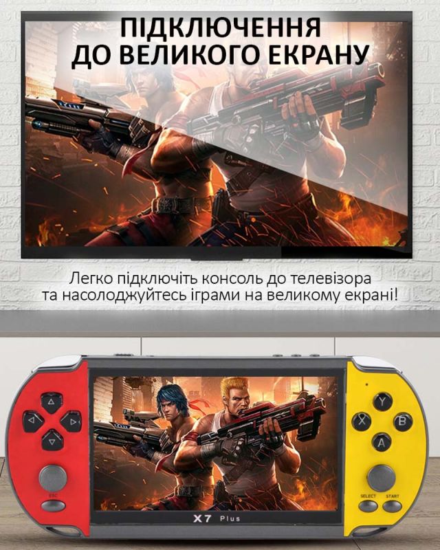 Портативная игровая приставка X7 Plus / 5.1'' / 8Gb / 6800+ ретро игры / подключение к TV / 1500mAh