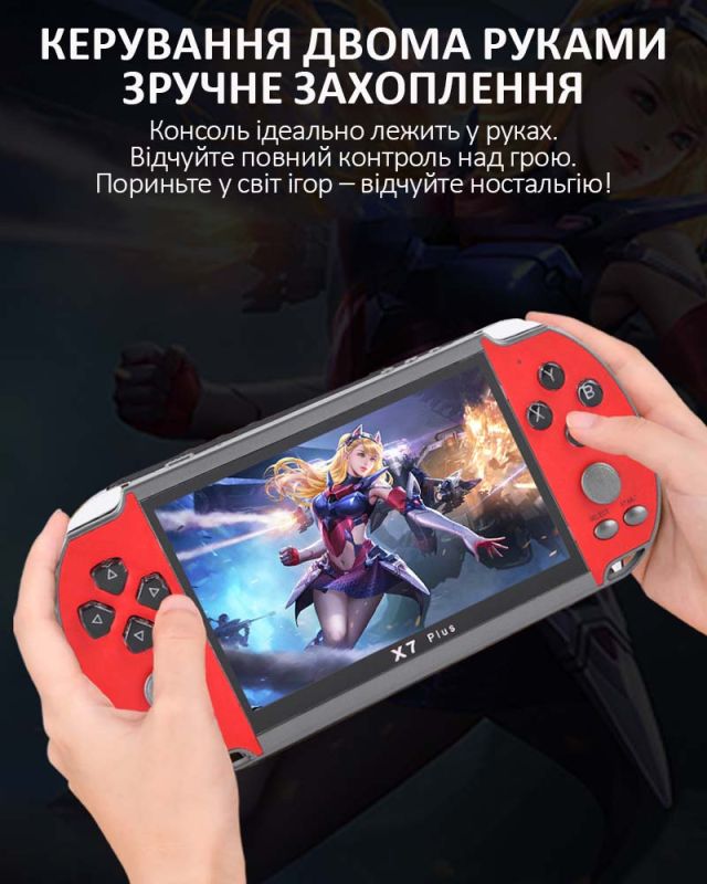 Портативная игровая приставка X7 Plus / 5.1'' / 8Gb / 6800+ ретро игры / подключение к TV / 1500mAh