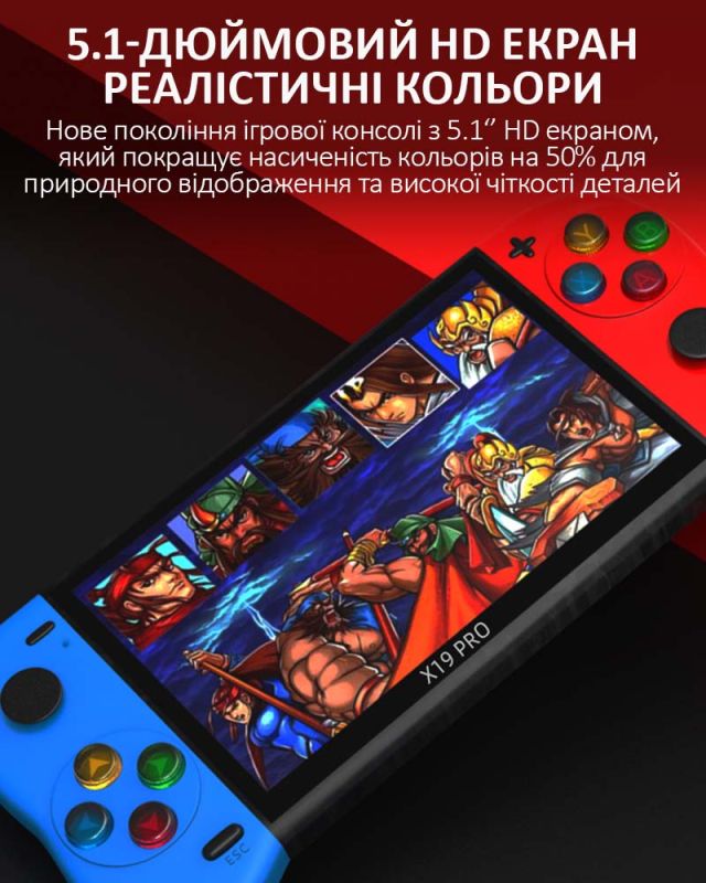 Портативная игровая приставка X19 Pro / 5.1'' / 8Gb / 6800+ ретро игры / подключение к TV / 1500mAh