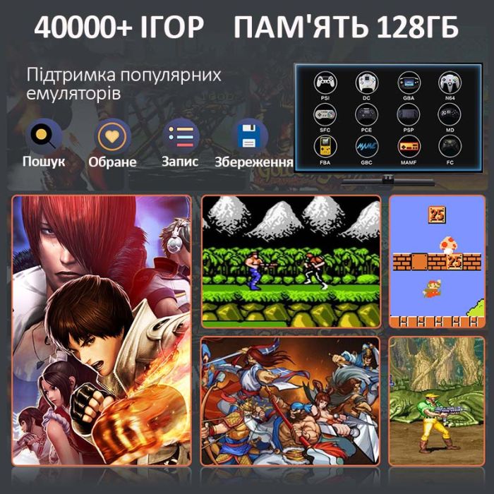 Портативная игровая приставка GD10 беспроводная, 40000 игр, 128 ГБ, 2 джойстика, ретро 8-16-32 бит, 4K, HDMI