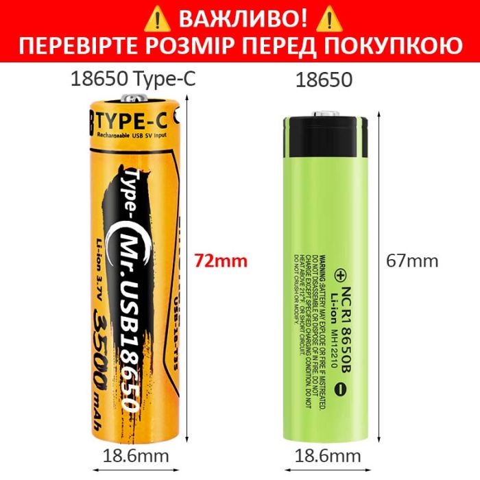 Аккумулятор LiitoKala USB-18-T35 / 18650 / 3500 mAh / Type-C Original
