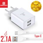 Сетевое зарядное устройство Biboshi C01 2 USB 2.1A + кабель Type-C white