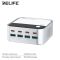 Швидкий зарядний пристрій Relife Q2 GaN / 4xUSB QC / 4xType-C PD / RGB підсвітка / 120W Max / Silver