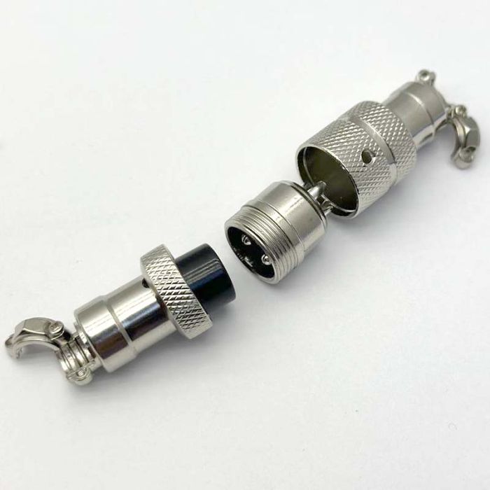 Разъем авиационный GX16 3 pin (папа+мама) крепление на кабель, штекер, гнездо, защитный кожух