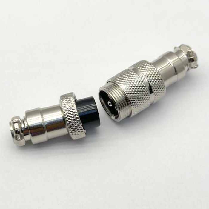 Разъем авиационный GX16 3 pin (папа+мама) крепление на кабель, штекер, гнездо, защитный кожух