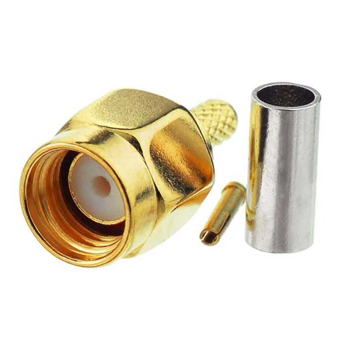Разъем RP-SMA male прямой RP-SMA-J-1.5 пайка, обжим для кабелей RG-316, RG-174, RG-178