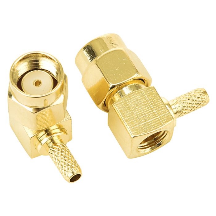 Разъем коннектор SMA-JW-1.5 RP-SMA male (папа) угловой для кабелей RG-316, RG-174, RG-188, LMR100
