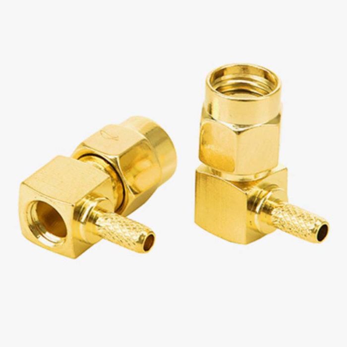 Разъем коннектор SMA-JW-1.5 RP-SMA male (папа) угловой для кабелей RG-316, RG-174, RG-188, LMR100