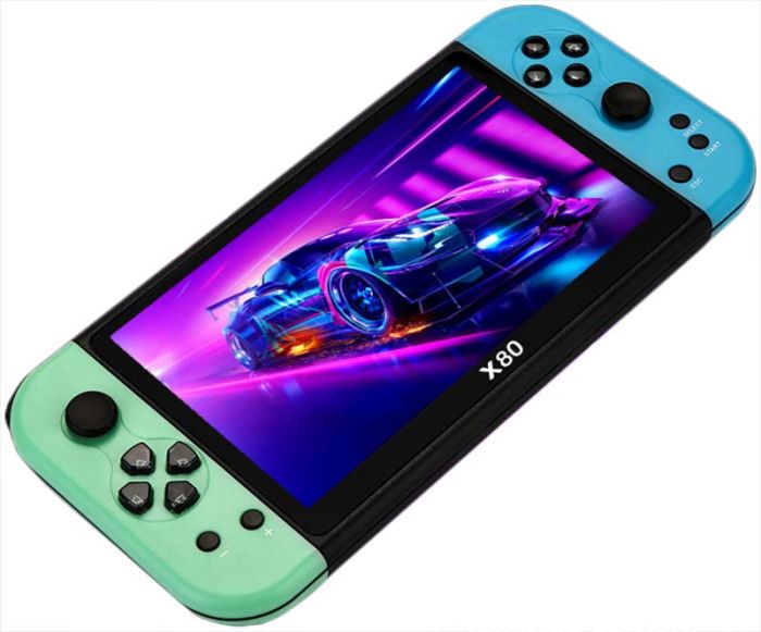 Портативная игровая приставка X80 / PSP / 7 '' / 16 ГБ / 20000 игр / HD TV выход Green Blue