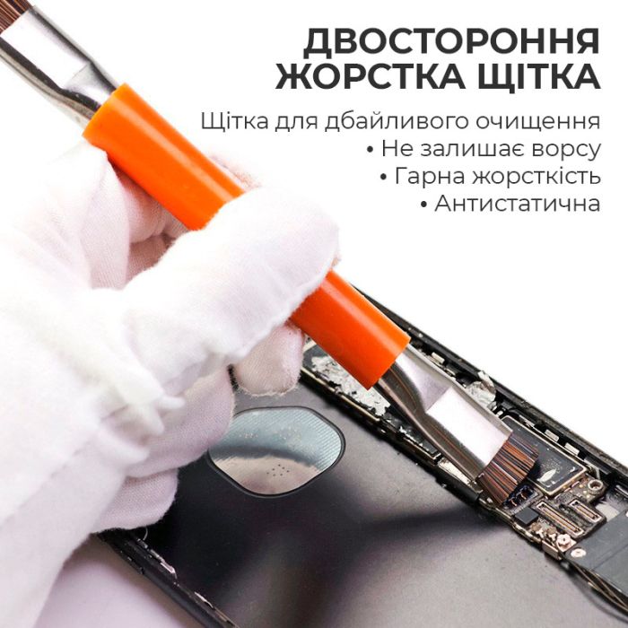 Щітка двостороння TELIJIA BS-01-A / антистатична / для ремонту плат