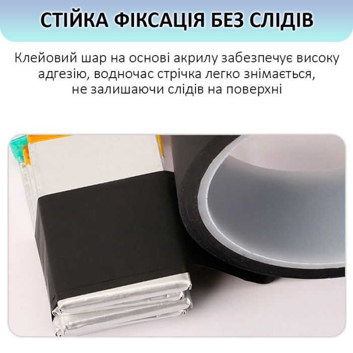 Термостойкий скотч PET черный / 150°C Max / толщина 0.05 мм / длина 33 м / ширина 15 мм