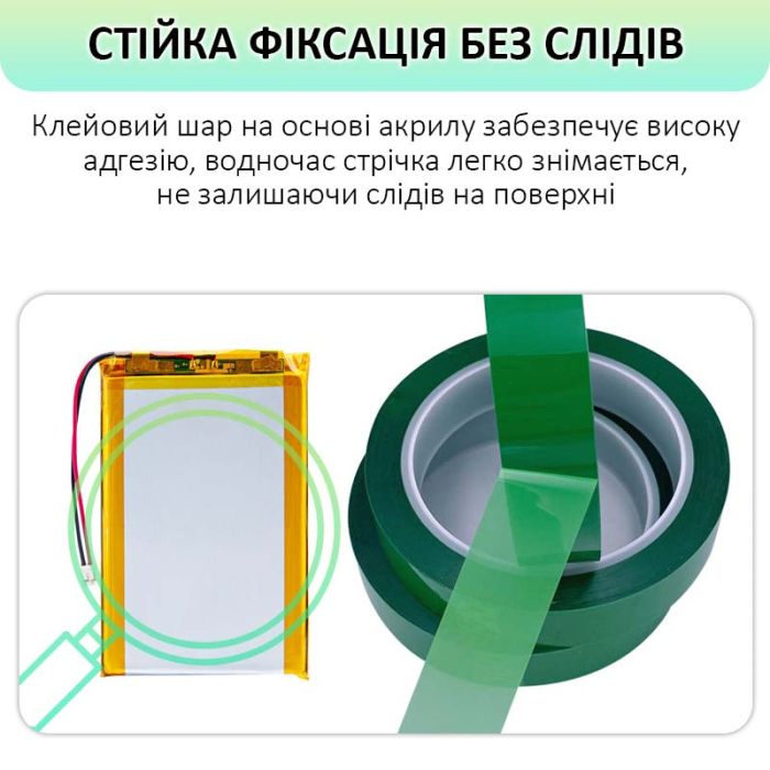 Термостойкий скотч PET зеленый / 150°C Max / толщина 0.03 мм / длина 100 м / ширина 8 мм