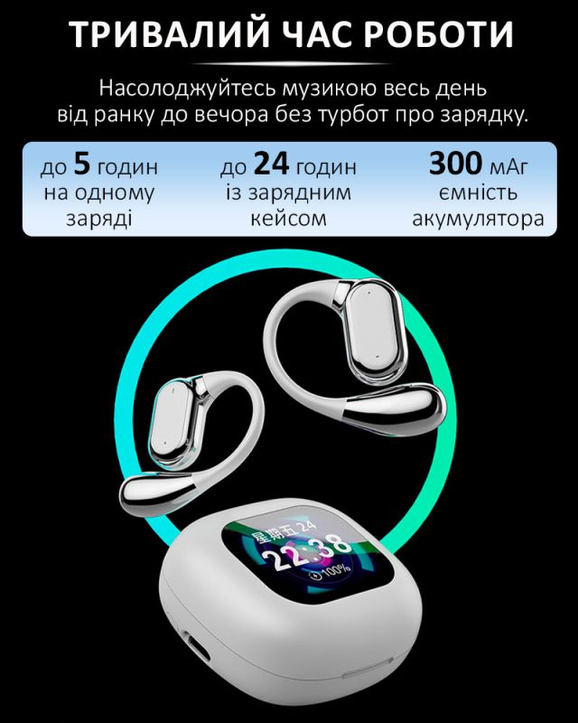 Наушники беспроводные Q18 TWS Earbuds с LED дисплеем, Bluetooth 5.4, ENC, 300mAh Black