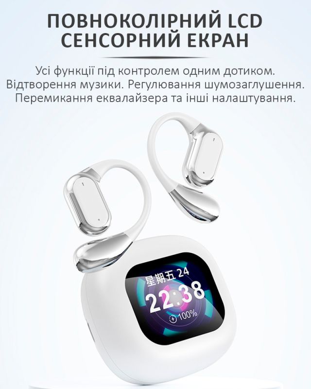 Наушники беспроводные Q18 TWS Earbuds с LED дисплеем, Bluetooth 5.4, ENC, 300mAh White