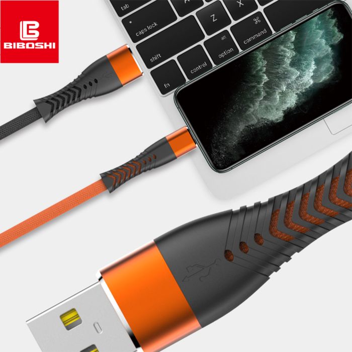 Кабель Biboshi A18 USB - Lightning 1m 3A black - orange