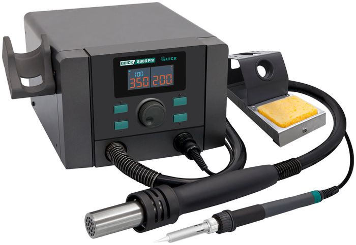 Паяльна станція 2 в 1 QUICK 8686 Pro / термофен + паяльник / 100-500°C / 50 л/хв / 1350 Вт