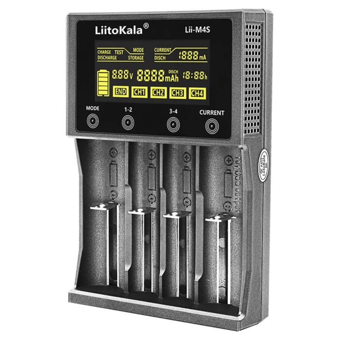 Интеллектуальное зарядное устройство LiitoKala Lii-M4S для 18650, AA, AAA Li-Ion, Ni-MH/Cd + PowerBank
