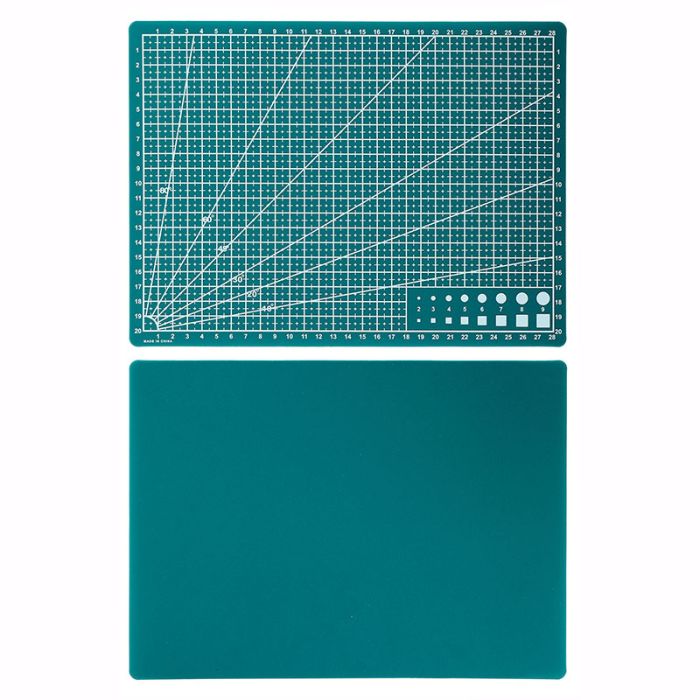 Коврик мат для резки, формат А4, с разметкой, односторонний, полиуретан, толщина 1.5 mm Green