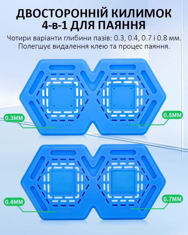 Килимок силіконовий TELIJIA TE-720 для ремонту BGA, реболінгу процесорів, мікросхем, магнітний Зелений