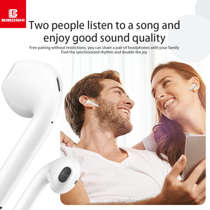 Беспроводные наушники Biboshi BO1 белые / вкладыши / bluetooth / 200 mAh
