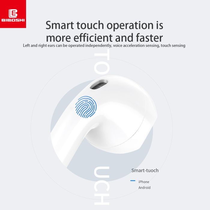 Беспроводные наушники Biboshi BO1 белые / вкладыши / bluetooth / 200 mAh