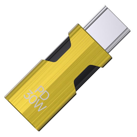 Перехідник Type-C на Lightning / OTG адаптер (тато-мама) / PD 30Вт / Жовтий