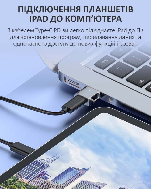 Перехідник USB 3.1 на Type-C / OTG адаптер (тато-мама) / PD, 10 Гб/с / Сріблястий