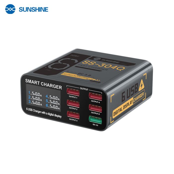 Швидкий зарядний пристрій Sunshine SS-304Q 3.5A / 5xUSB / 1xUSB QC3.0 / 40W Black