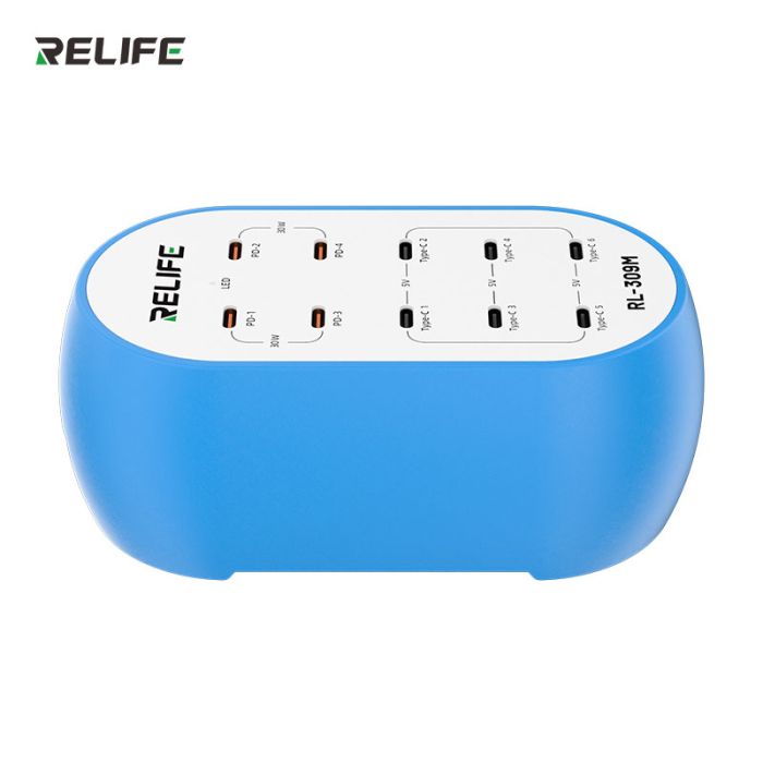 Зарядний пристрій RELIFE RL-309M / 10 USB Type-C / Power Delivery / 72W Max
