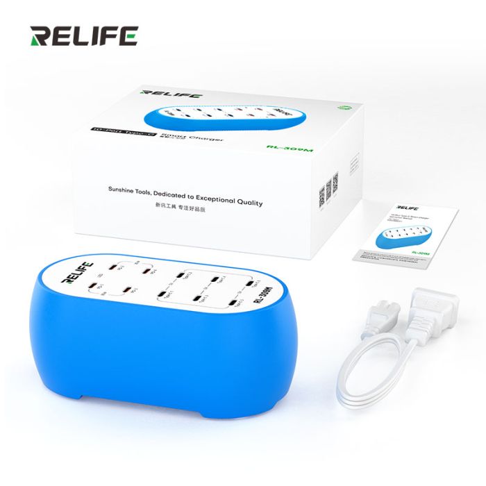 Зарядний пристрій RELIFE RL-309M / 10 USB Type-C / Power Delivery / 72W Max
