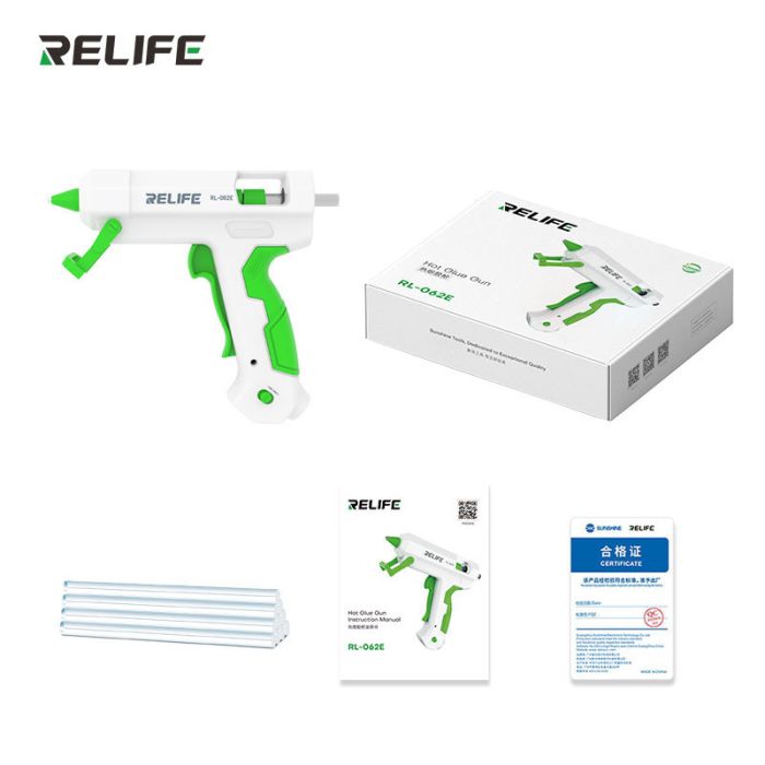Клеевой пистолет Relife RL-062E + 10 стержней 7мм / термопистолет 25 Вт