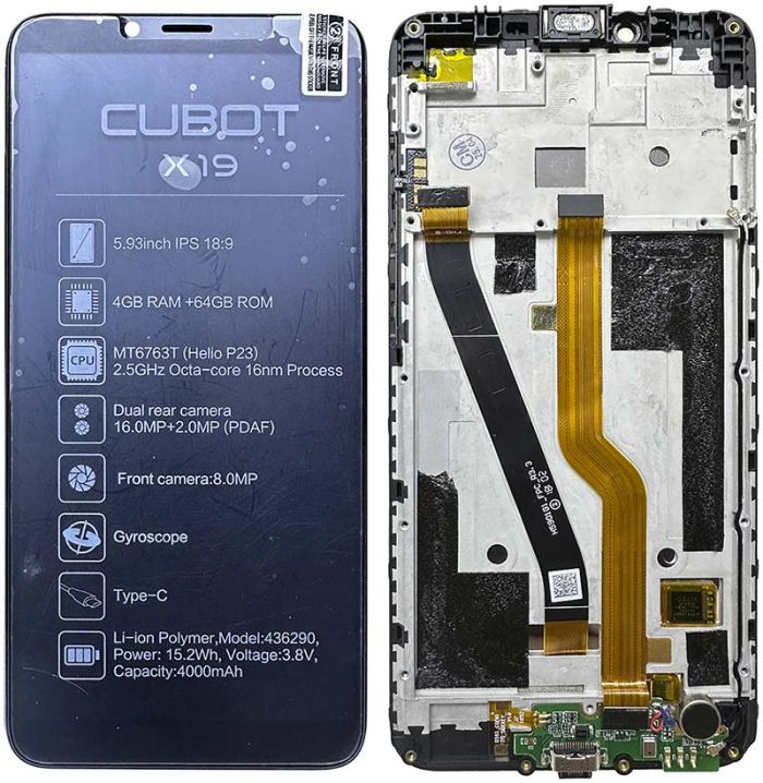 Дисплей + сенсор з рамкою Cubot X19 / X19S Black (розбирання) - p/n: H5901G1_FPC_R3.3