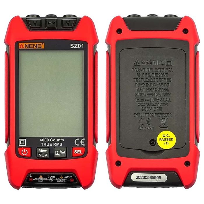 Мультиметр цифровой Aneng SZ01 карманный, True RMS, NCV, автоопределение, фонарик, LCD, 600В, 10A