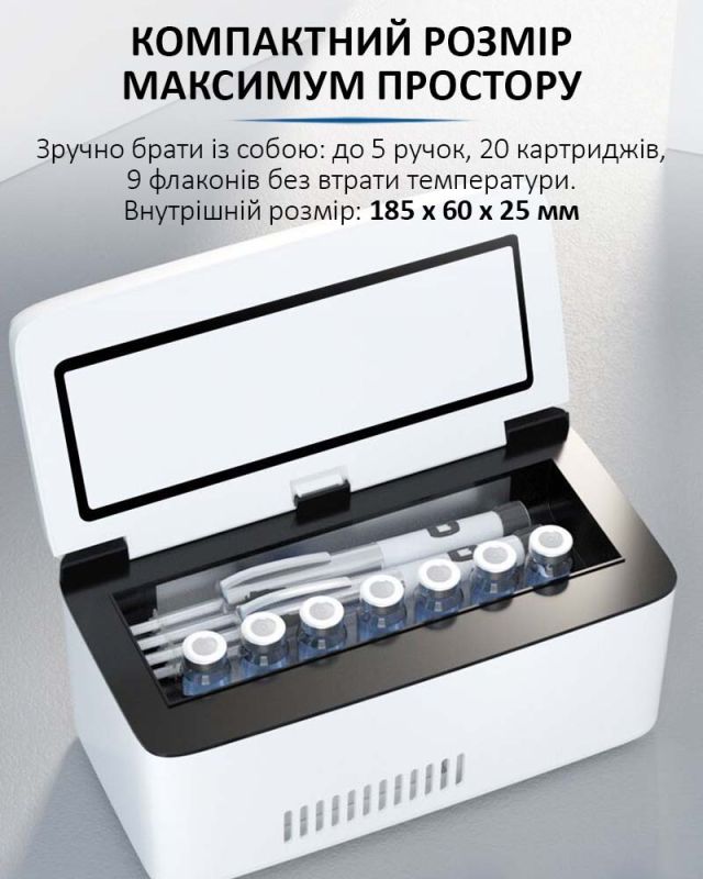 Медичний портативний міні холодильник Coolbox CL-0501 для ліків, інсуліну / сумка / USB / 220V / АКБ