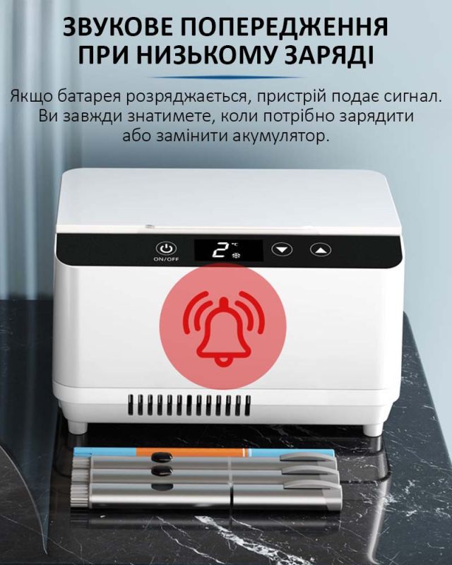 Медичний портативний міні холодильник Coolbox CL-1202 для ліків, інсуліну / сумка / 12V / 220V / 2xАКБ